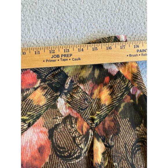 Coldwater Creek Knee Length Skirt Large Floral A-Line Retro Classic Brown Pink - Picture 8 of 11